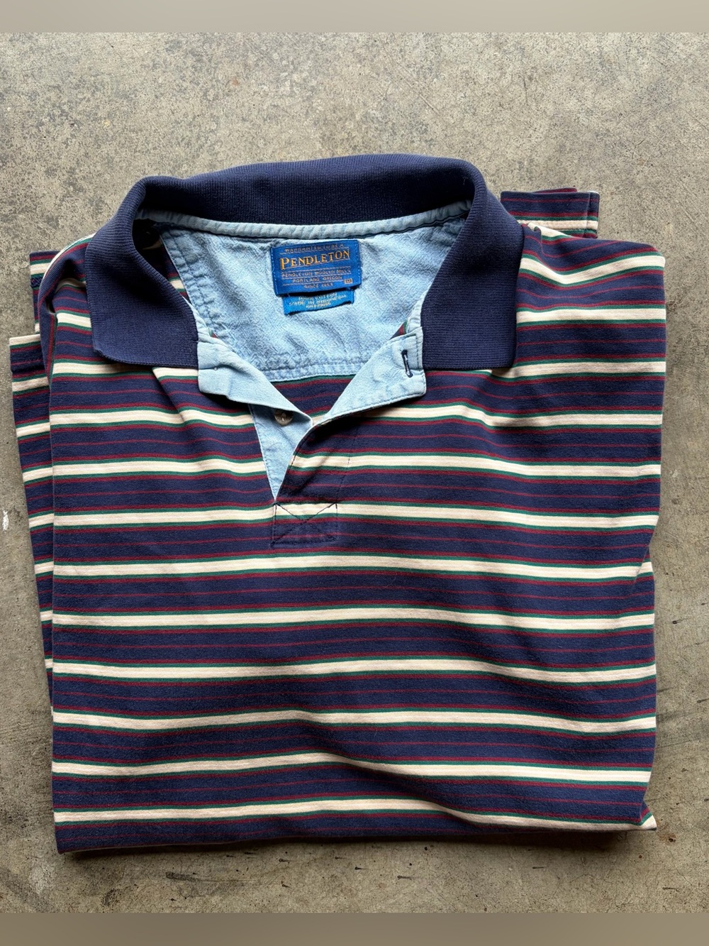 Pendleton Men's Navy Multi-Stripe Polo Shirt